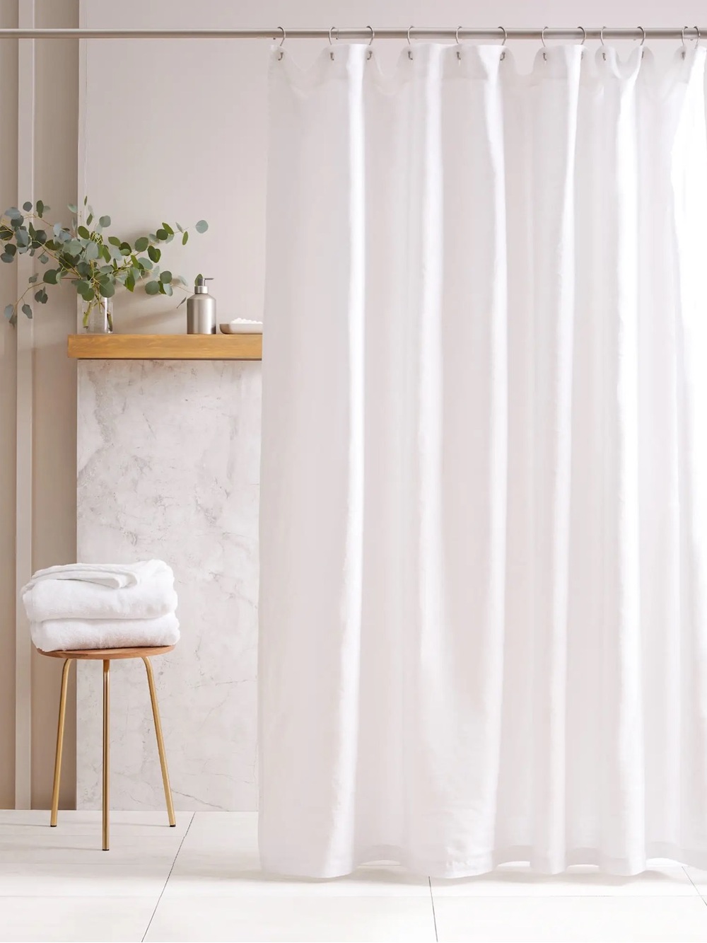 NWT QUINCE European Linen Shower Curtain White 8903